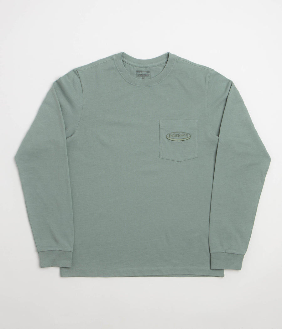 Patagonia 95 Oval Logo Pocket Long Sleeve T-Shirt in Cover Green