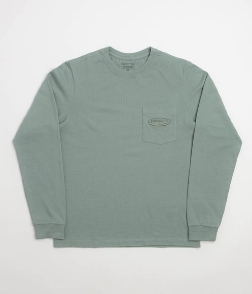 Patagonia 95 Oval Logo Pocket Long Sleeve T-Shirt - Cover Green