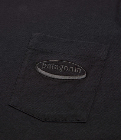 Patagonia 95 Oval Logo Pocket Long Sleeve T-Shirt - Ink Black
