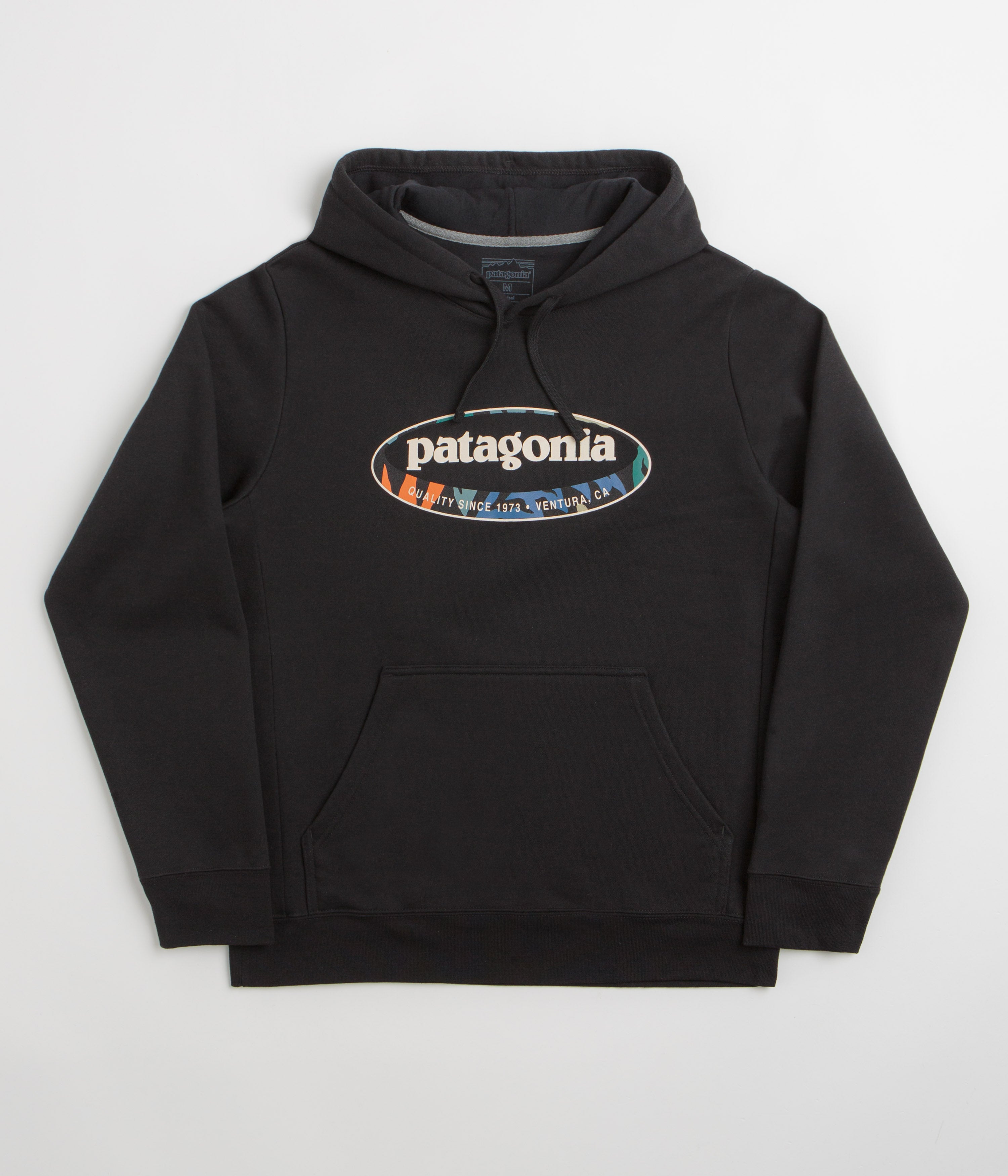 Patagonia 95 Oval Logo Uprisal Hoodie - Black: Kaleido