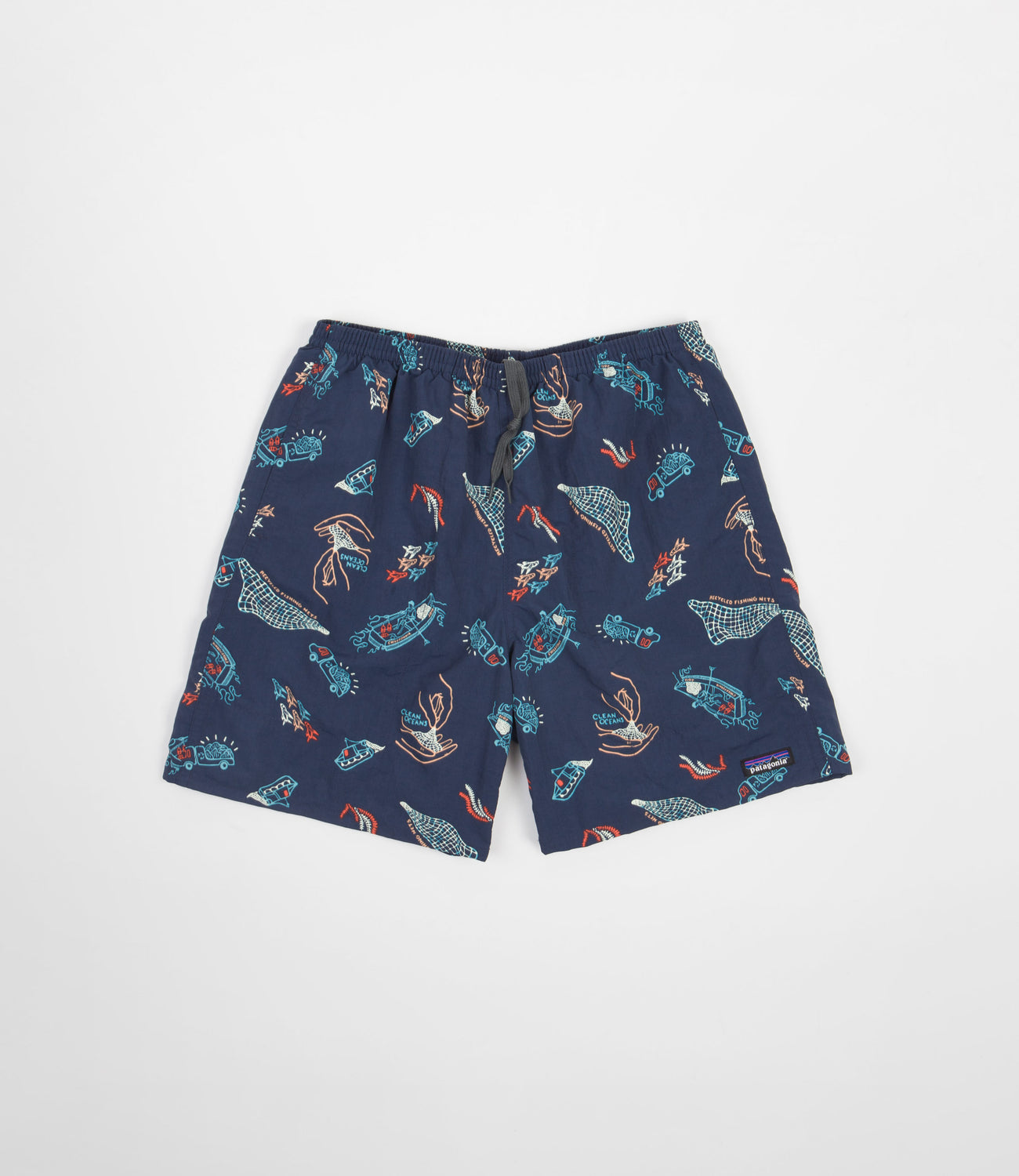 Patagonia Baggies Longs 7 Shorts Clean Currents Tidepool Blue Flatspot