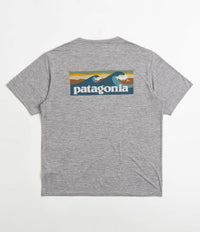 Patagonia Cap Cool Daily Graphic T-Shirt - Boardshort Logo Abalone Blue: Feather Grey