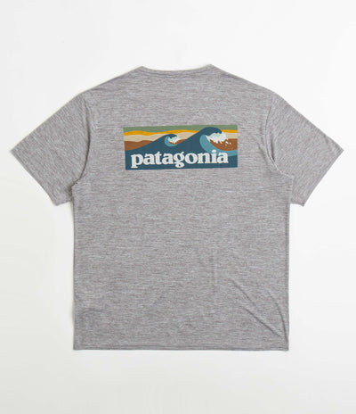 Patagonia Cap Cool Daily Graphic T-Shirt - Boardshort Logo Abalone Blue: Feather Grey