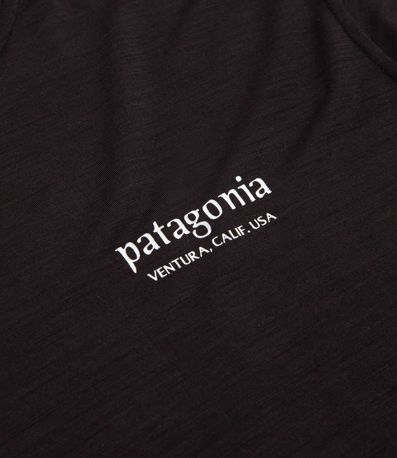 Patagonia Cap Cool Merino Graphic T Shirt Heritage Header Black Flatspot