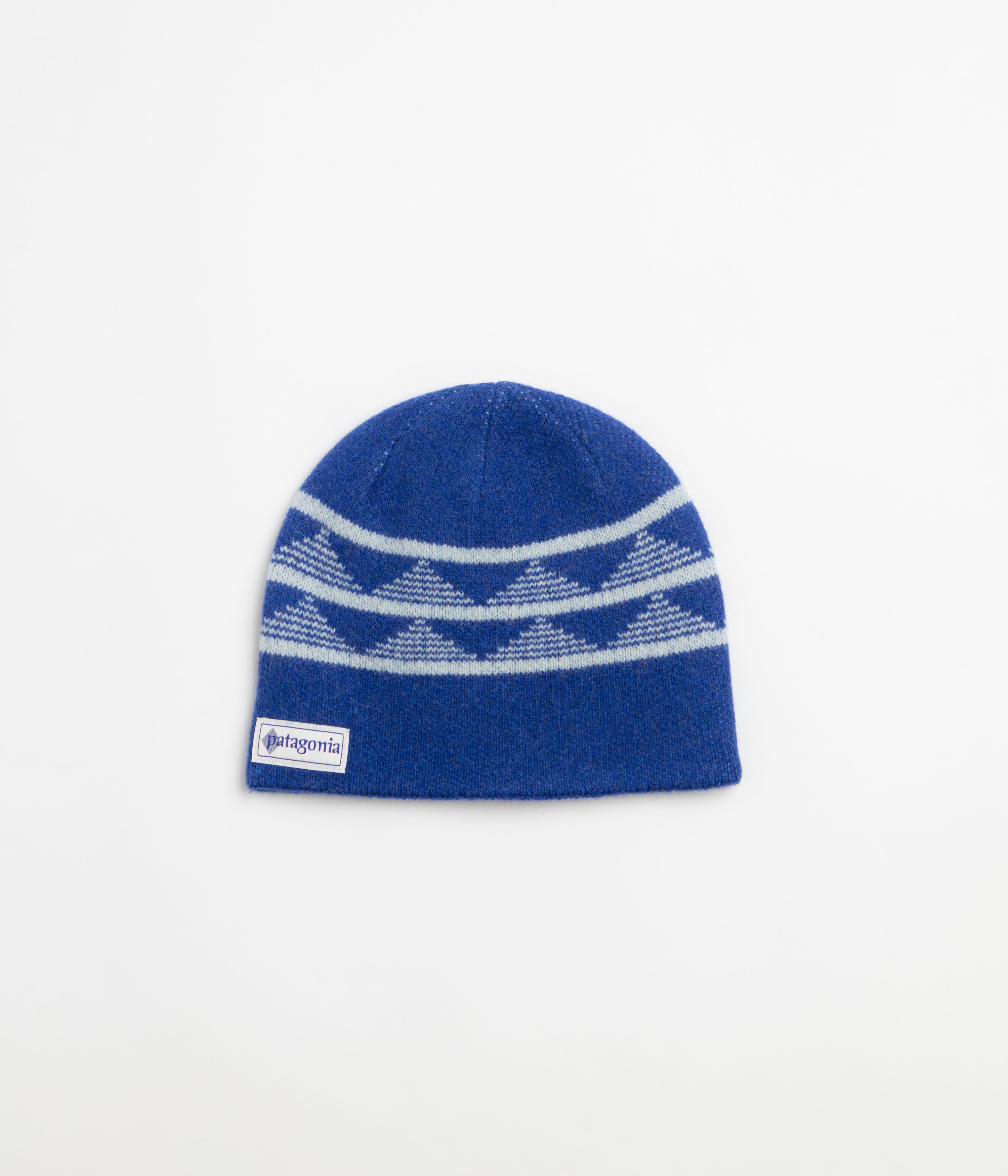 Patagonia Cinder Beanie in Hut Tripper Stripe: Cobalt Blue
