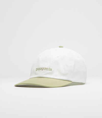 Patagonia Fitz Roy Icon Trad Cap in Text Logo: Birch White and Gumtree Green