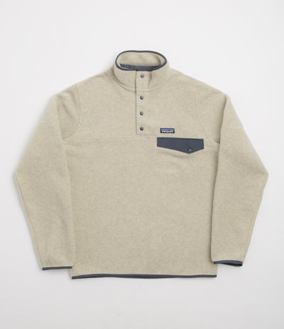 Patagonia Lightweight Synchilla Snap-T Fleece - Oatmeal Heather / Smolder Blue