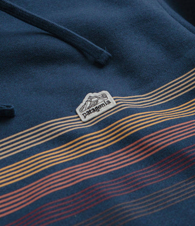 Patagonia Line Logo Ridge Stripe Uprisal Hoodie in Lagom Blue
