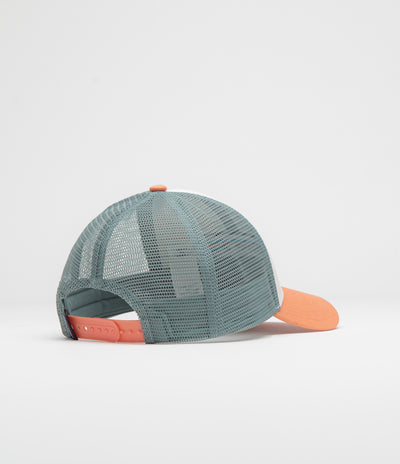 Patagonia P-6 Logo LoPro Trucker Cap in White and Peach Sherbet