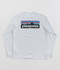 Patagonia P-6 Logo Responsibili-Tee Long Sleeve T-Shirt in White