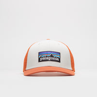 Patagonia P-6 Logo Trucker Cap - White / Redtail Rust thumbnail