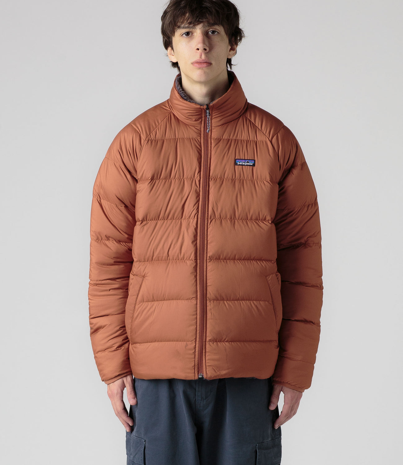 Patagonia Reversible Silent Down Jacket Sisu Brown Order by 3pm for Free Next Day Delivery Flatspot