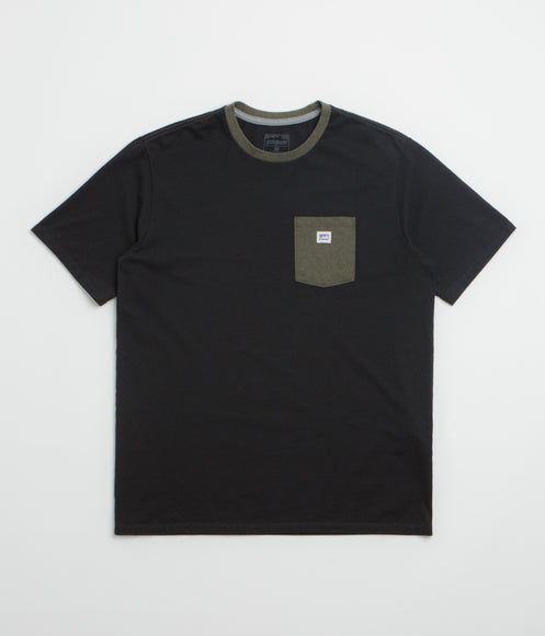 Patagonia Shop Sticker Pocket Responsibili-Tee T-Shirt - Black / Basin Green