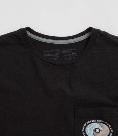 Patagonia Snowstitcher Pocket Responsibili-Tee Long Sleeve T-Shirt in Ink Black