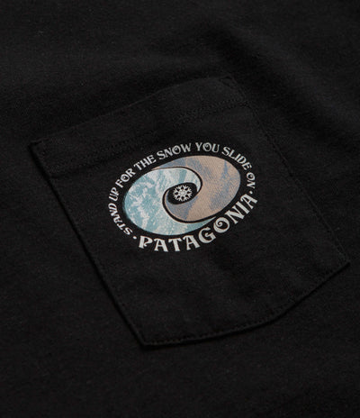 Patagonia Snowstitcher Pocket Responsibili-Tee Long Sleeve T-Shirt in Ink Black