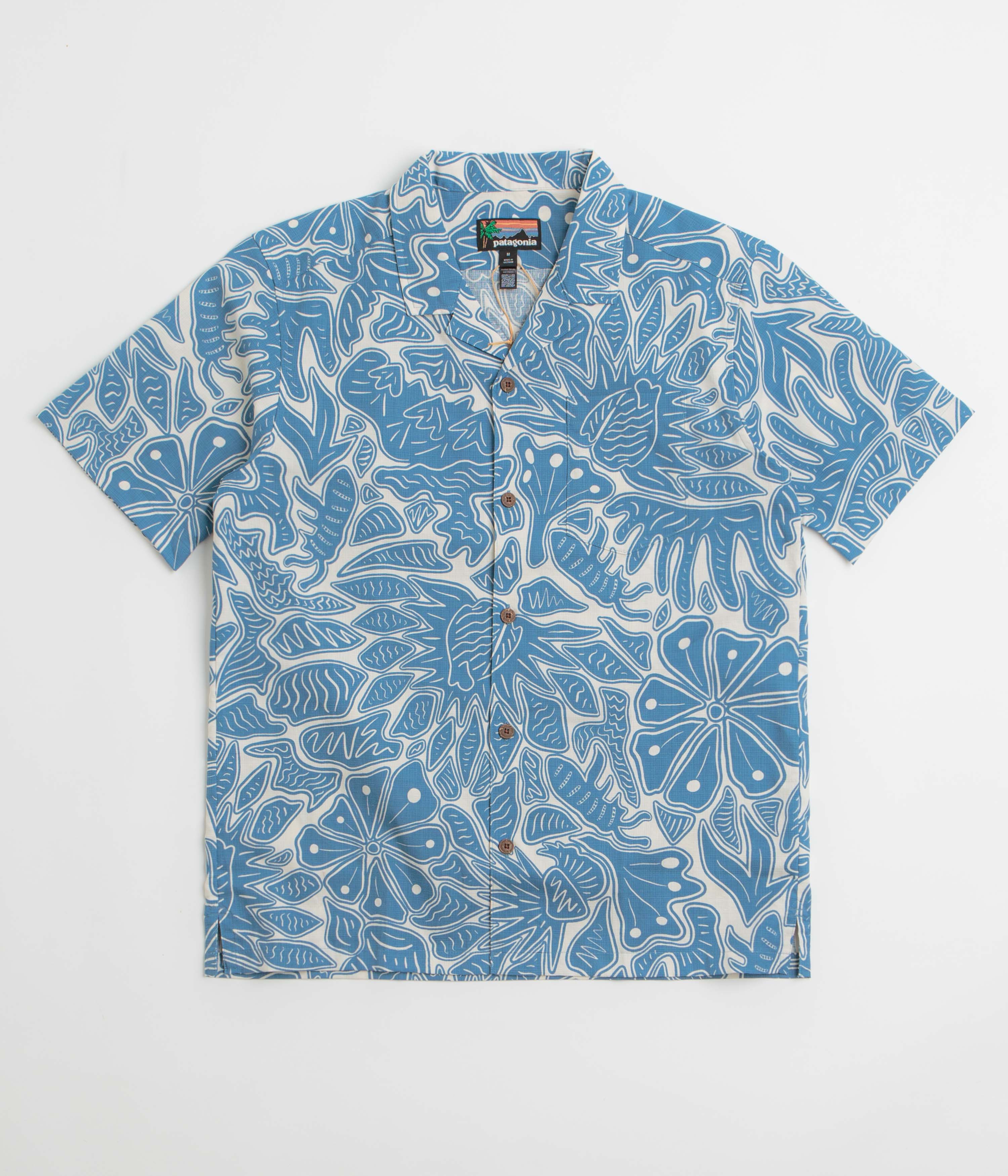 Patagonia Tidal Threads Camp Shirt in Bees and Flowers: Still Blue