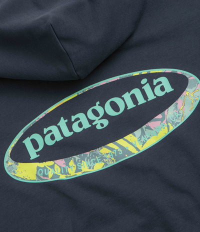 Patagonia Womens 95 Oval Logo Daily Hoodie - Smolder Blue: Moon Tripper