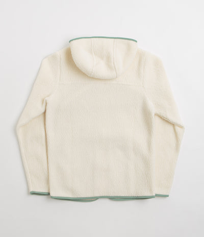 Patagonia Womens Retro Pile Hooded Fleece in Natural and Ellwood Green
