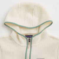 Patagonia Womens Retro Pile Hooded Fleece in Natural and Ellwood Green thumbnail