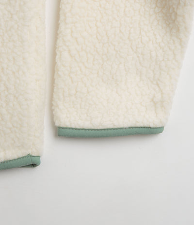 Patagonia Womens Retro Pile Hooded Fleece in Natural and Ellwood Green