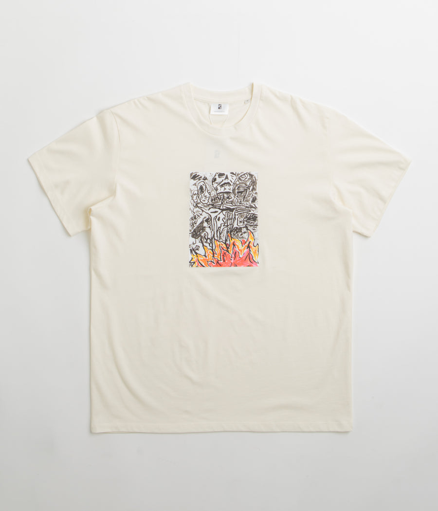 Poetic Collective Burning Skull T-Shirt in Ivory