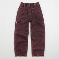 Poetic Collective Denim Balloon Pants in Red Acid Wash thumbnail