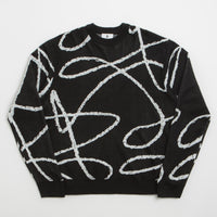 Poetic Collective Doodle Jacquard Knitted Crewneck Sweatshirt in Black thumbnail