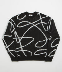 Poetic Collective Doodle Jacquard Knitted Crewneck Sweatshirt in Black