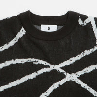 Poetic Collective Doodle Jacquard Knitted Crewneck Sweatshirt in Black thumbnail