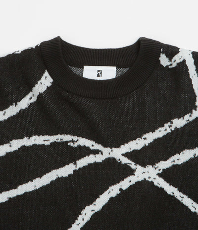 Poetic Collective Doodle Jacquard Knitted Crewneck Sweatshirt in Black