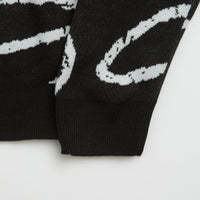 Poetic Collective Doodle Jacquard Knitted Crewneck Sweatshirt in Black thumbnail