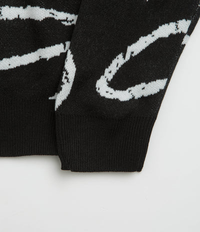 Poetic Collective Doodle Jacquard Knitted Crewneck Sweatshirt in Black