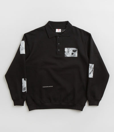 Poetic Collective Fluid Heavy Polo Crewneck Sweatshirt - Black