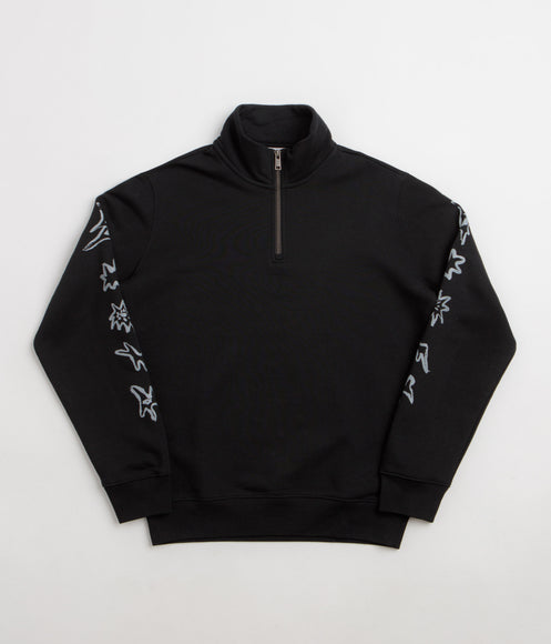 Poetic Collective Nocturnal Half Zip Crewneck Sweatshirt - Black