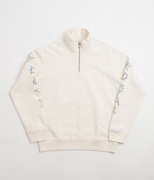 Poetic Collective Nocturnal Half Zip Crewneck Sweatshirt - Ivory