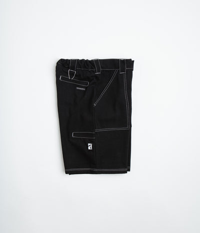 Poetic Collective Painter Shorts - Black Denim / White Stitch