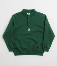 Poetic Collective Heavy Polo Sweatshirt in Bottle Green