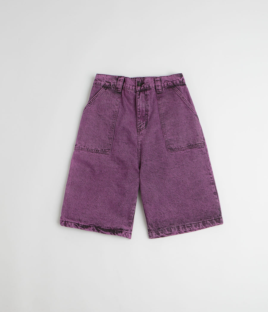 Poetic Collective x flatspot Painter Shorts in Purple Acid Wash Denim