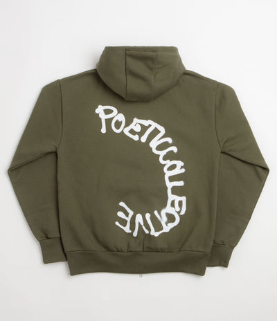 Poetic Collective Spray Double Zip Hoodie - Olive