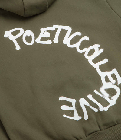 Poetic Collective Spray Double Zip Hoodie - Olive