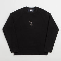 Poetic Collective Spray Embroidery Knit Crewneck Sweatshirt - Black thumbnail