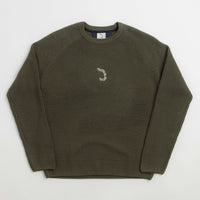 Poetic Collective Spray Embroidery Knit Crewneck Sweatshirt - Olive thumbnail