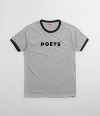 Poets Base Ringer Flocked T-Shirt in Heather Grey