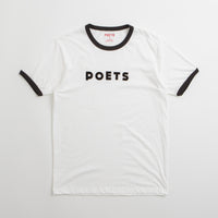 Poets Base Ringer Flocked T-Shirt in White thumbnail