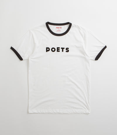 Poets Base Ringer Flocked T-Shirt in White