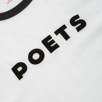 Poets Base Ringer Flocked T-Shirt in White thumbnail