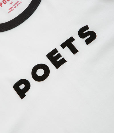 Poets Base Ringer Flocked T-Shirt in White