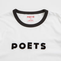 Poets Base Ringer Flocked T-Shirt in White thumbnail