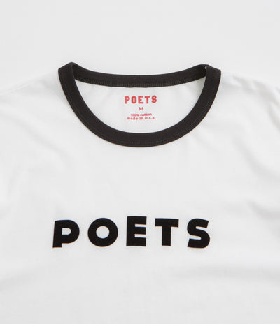 Poets Base Ringer Flocked T-Shirt in White