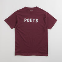 Poets OG Flocked T-Shirt in Maroon thumbnail